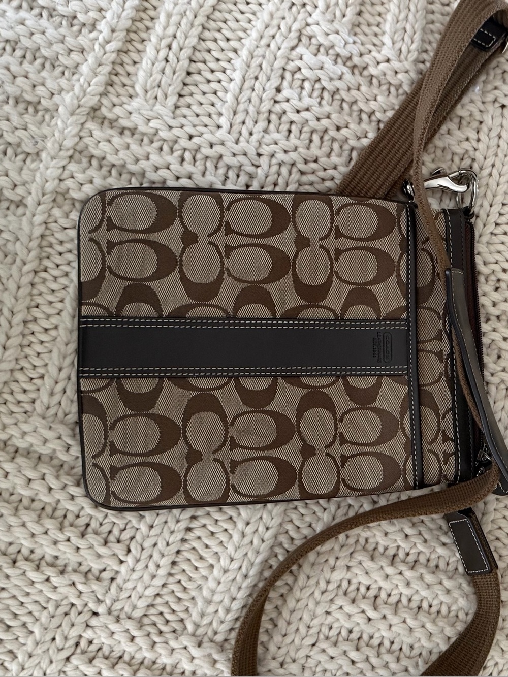 Coach Tan and Brown Signature Canvas Messenger Bag